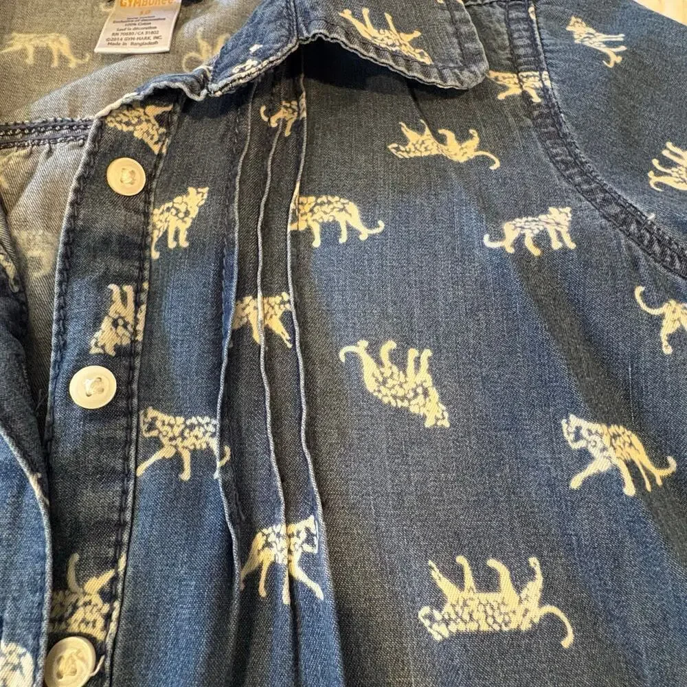 GYMBOREE Girls Denim Cheetah Chambray Tunic Sz 10 Streetwear Summer Casual Kooky